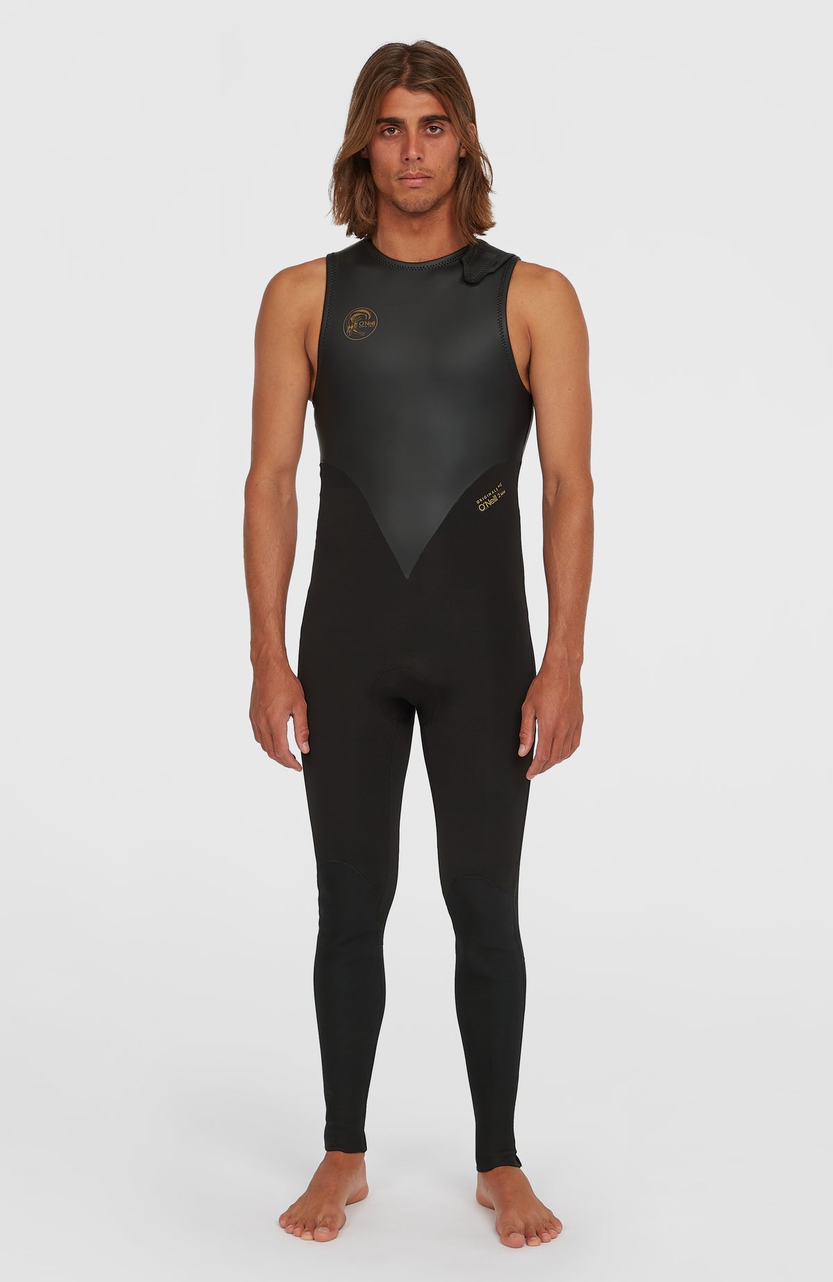 O'Neill O'Riginals 2mm Long John Wetsuit Neoprenanzug für Herren, schwarz, Vorderansicht, getragen am Model