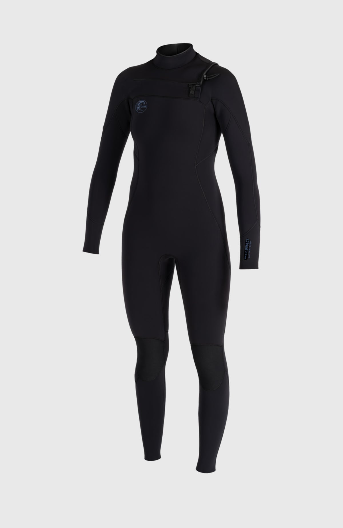 O'Neill O'Riginal RG8 3/2 Chest Zip Full Wetsuit Neoprenanzug für Damen, schwarz, freigestellt von vorne