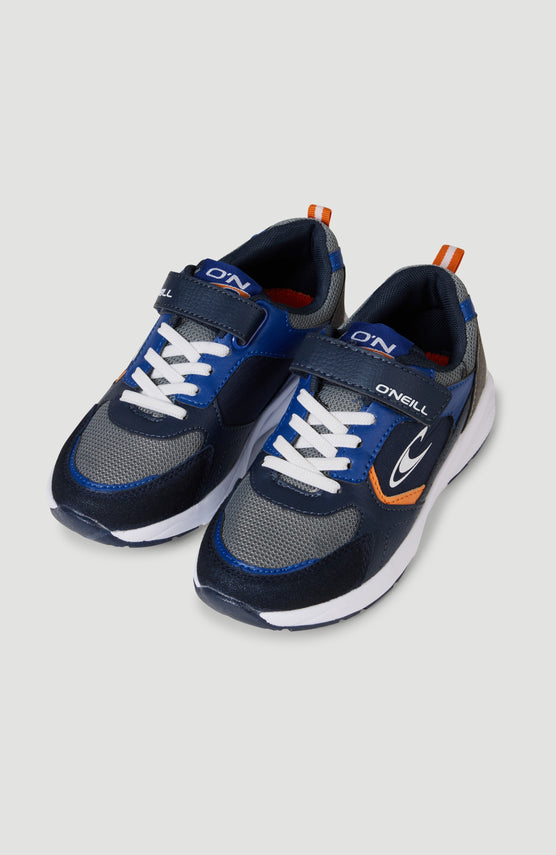 O'Neill JUNO LOW Sneaker Junior für Jungen, blau, freigestellt von schräg oben mit Klettverschluss