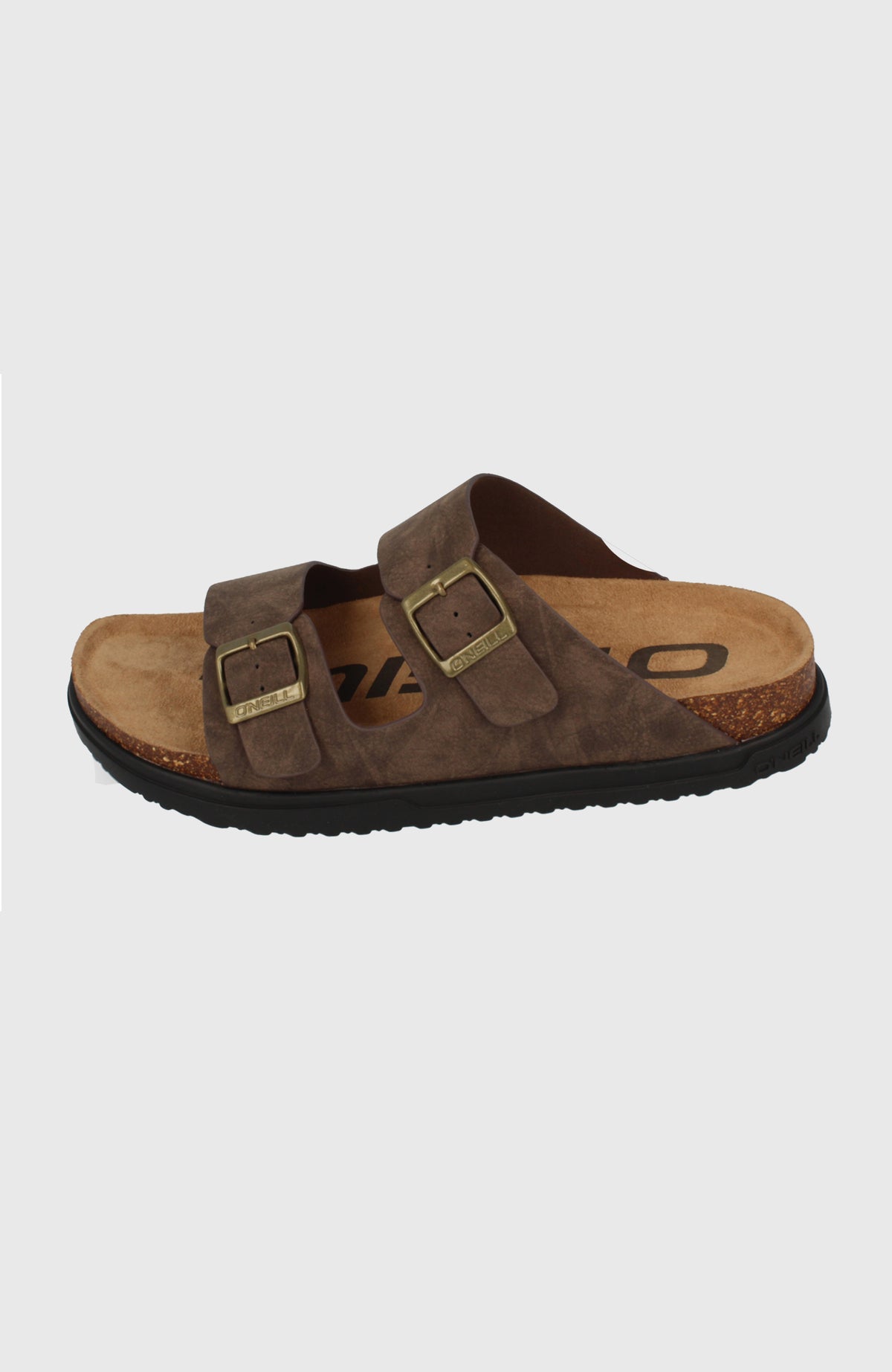 O'Neill Vince Slider Sandalen für Herren, braun, freigestellt von schräg oben mit zwei verstellbaren Schnallen