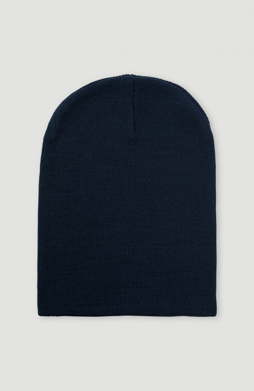 Dolomite Beanie, blau, flach liegend in der Rückansicht mit feiner Rippstruktur