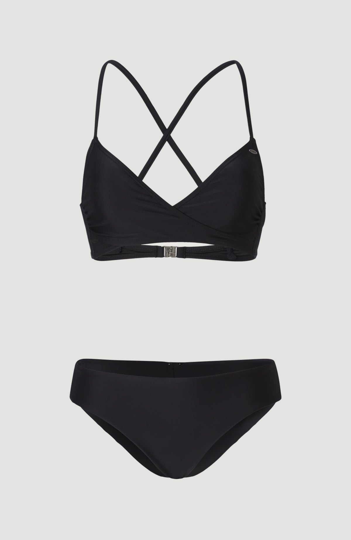 O'Neill Baay Maoi Bikini-Set für Damen, schwarz, Vorderansicht von Bikinioberteil und Hose, freigestellt