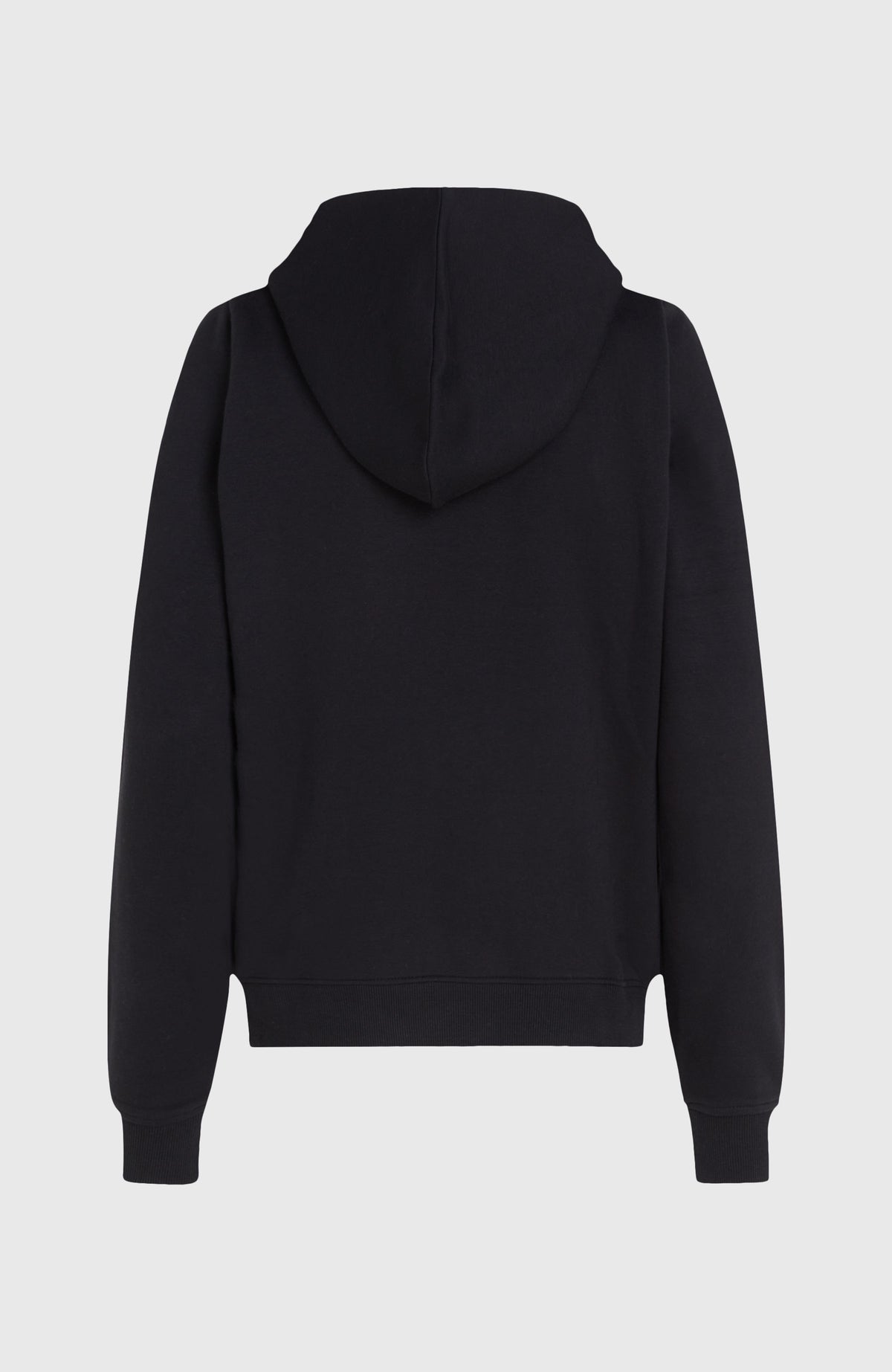 Schwarzer Women of the Wave Hoodie für Damen, freigestellt von hinten mit Kapuze und Bündchen