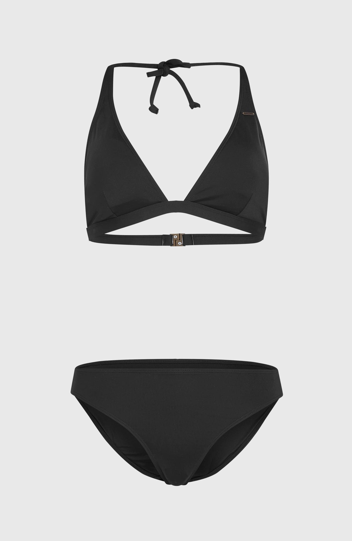 O'Neill Essentials Maria Cruz Bikini-Set für Damen, schwarz, freigestellt von vorne, Bikinioberteil und Bikinihose