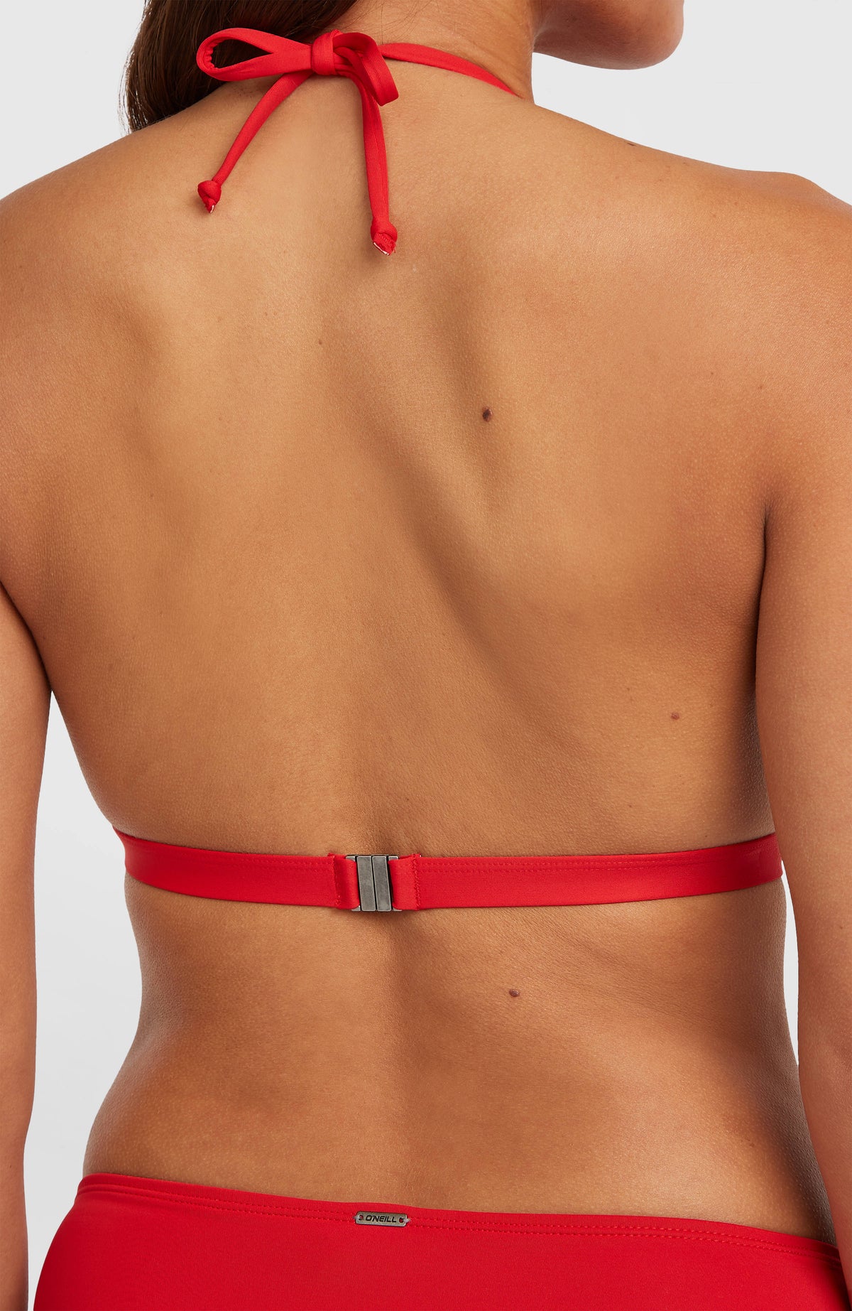 Essentials Maria Cruz Bikini-Set für Damen, rot, Nahaufnahme der Rückseite mit Klickverschluss
