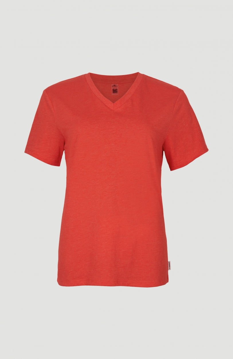 Essentials T-Shirt mit V-Ausschnitt | Sunrise Red