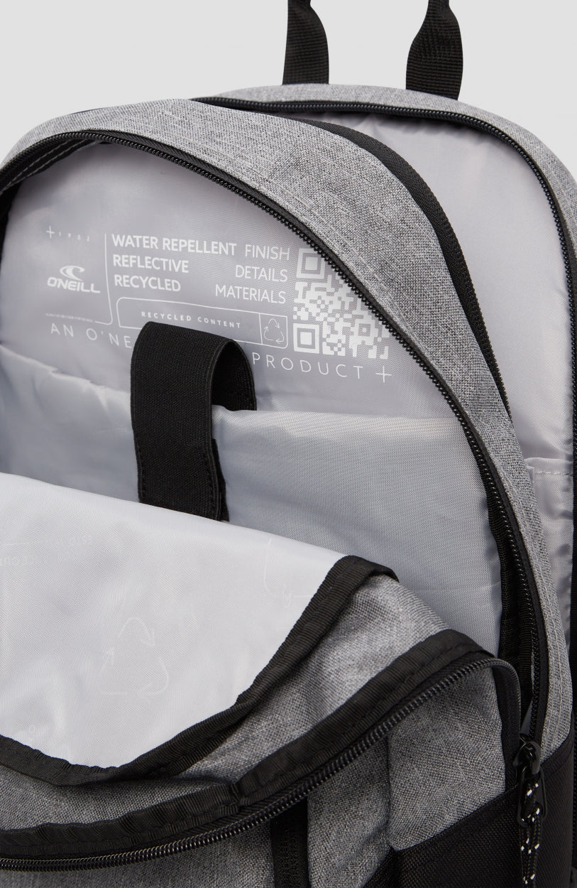 Wedge Rucksack für Herren, grau, Nahaufnahme des geöffneten Hauptfachs mit Innenfach