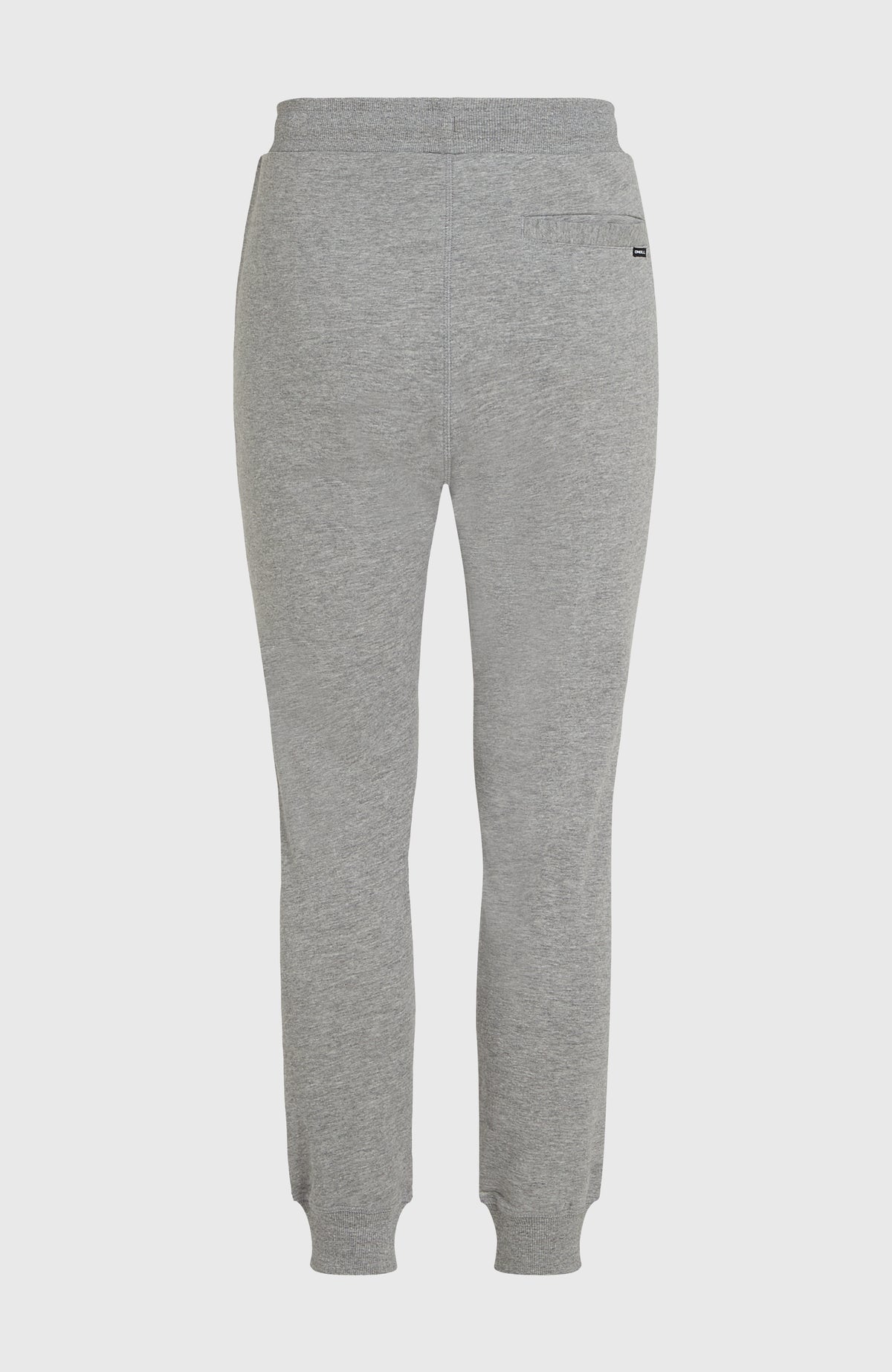 Graue Small Logo Jogginghose für Herren, flach liegend von hinten mit Gesäßtasche und elastischem Bund