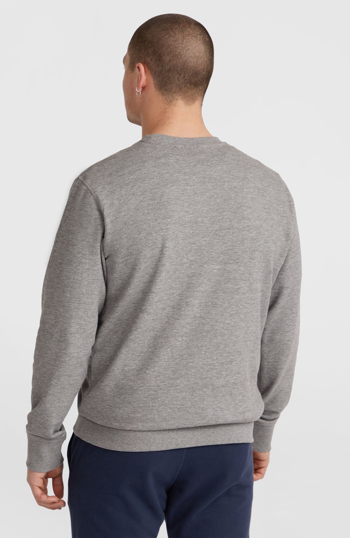 Logo Crew Sweatshirt für Herren, grau, Rückansicht am Model mit gerippten Bündchen