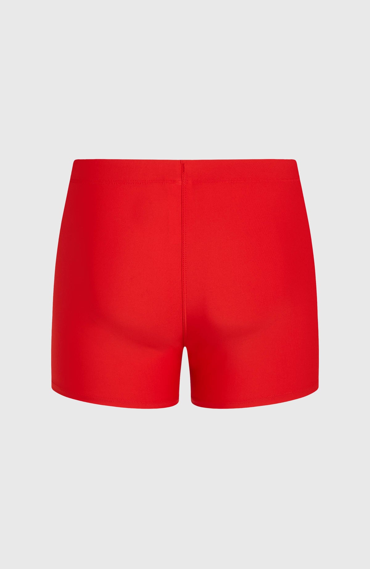 Rote Essentials Racer Badehose für Herren, freigestellt von hinten mit zentrierter Naht