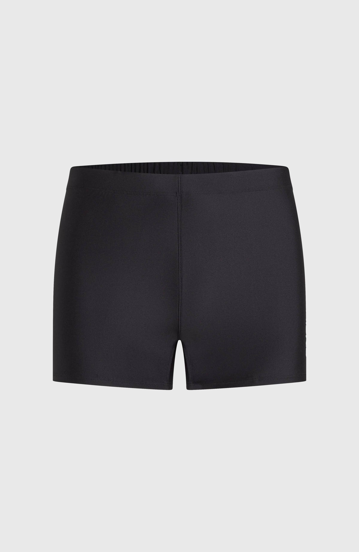Essentials Racer Badehose für Herren, schwarz, Produktansicht flach liegend von vorne