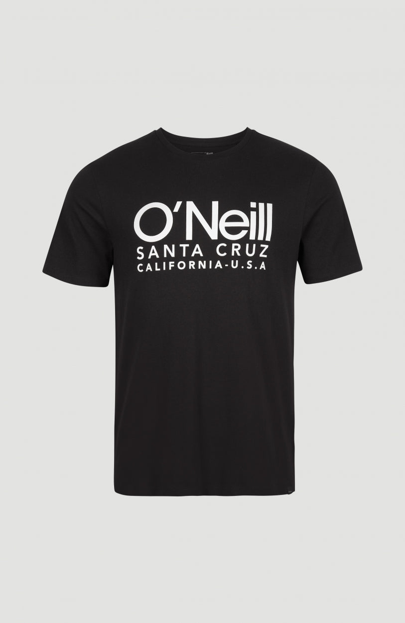 Schwarzes Cali Original T-Shirt für Herren mit Logo-Print in Weiß, freigestellt von vorne