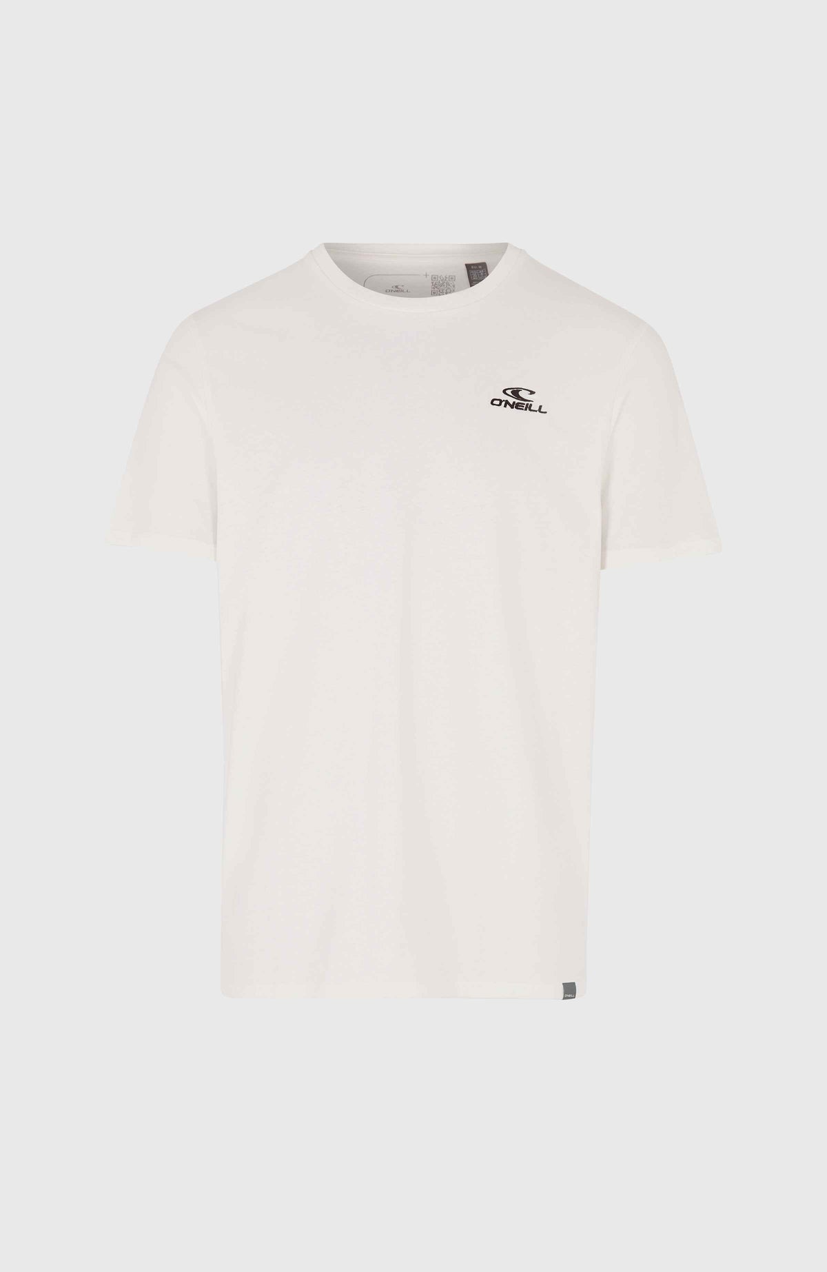 Small Logo T-Shirt für Herren, weiß mit Logo-Print in Schwarz, flach liegend von vorne
