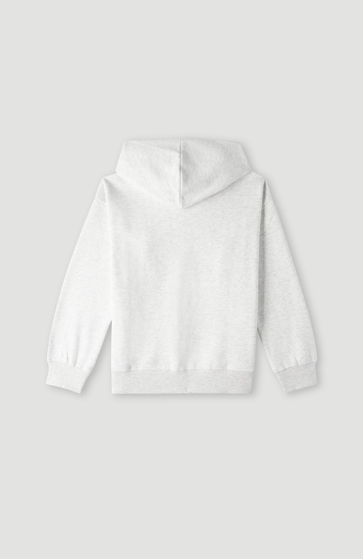 Women of the Wave Hoodie für Mädchen, weiß mit Logo-Print in Schwarz, flach liegend von hinten mit Kapuze