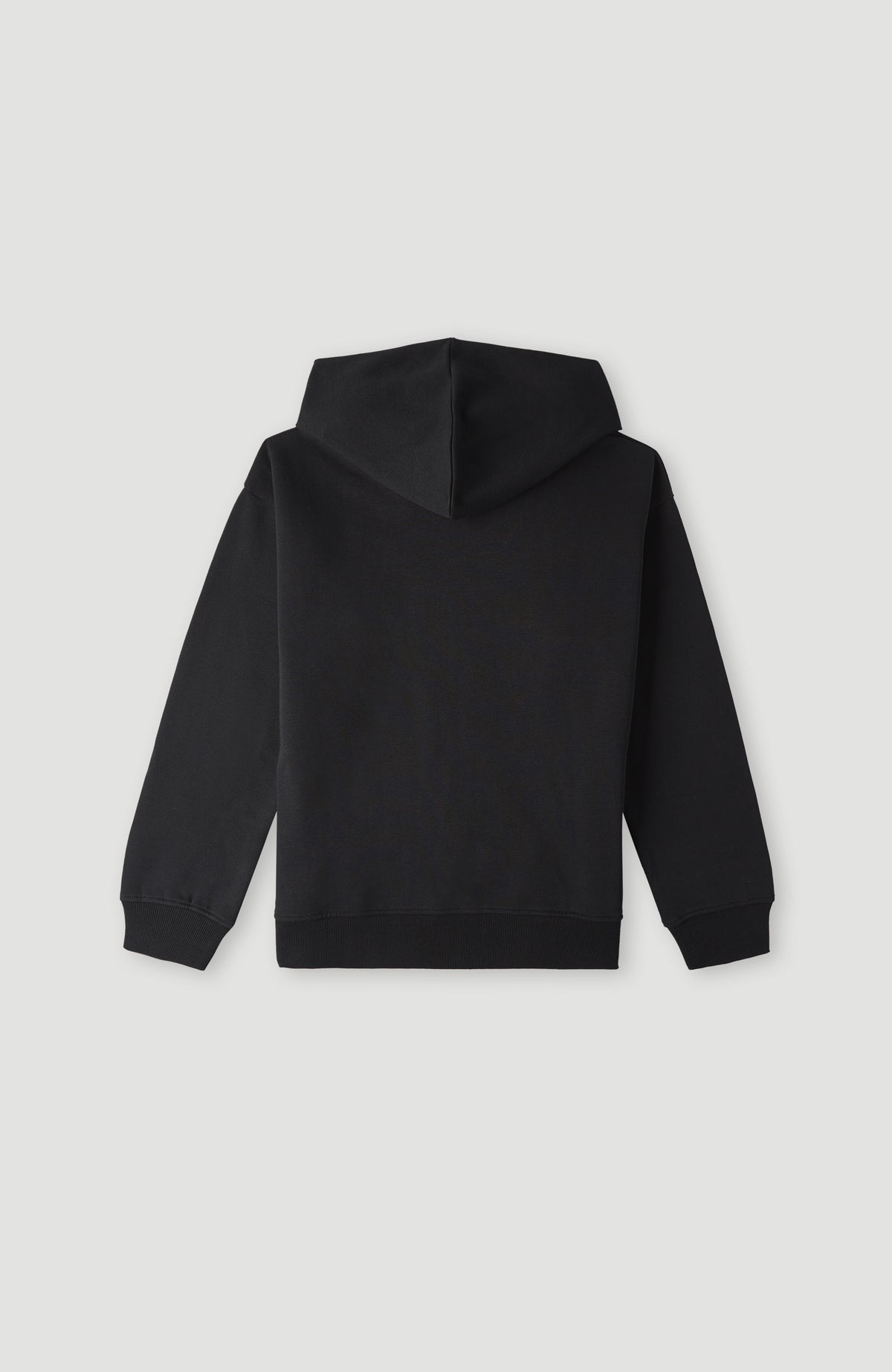 Women of the Wave Hoodie für Mädchen, schwarz, flach liegend von hinten mit Kapuze und Bündchen