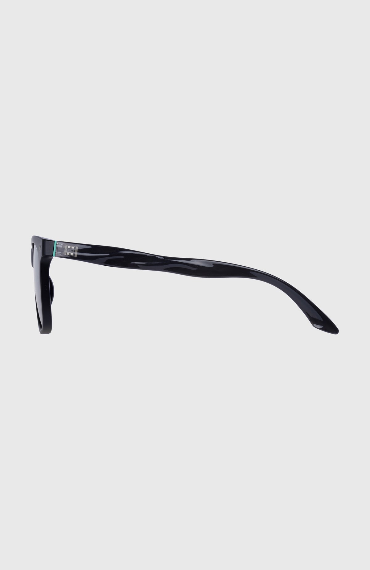 WaveLength Schwarz Sonnenbrille für Herren, schwarz, freigestellt von der Seite mit Brillenbügel