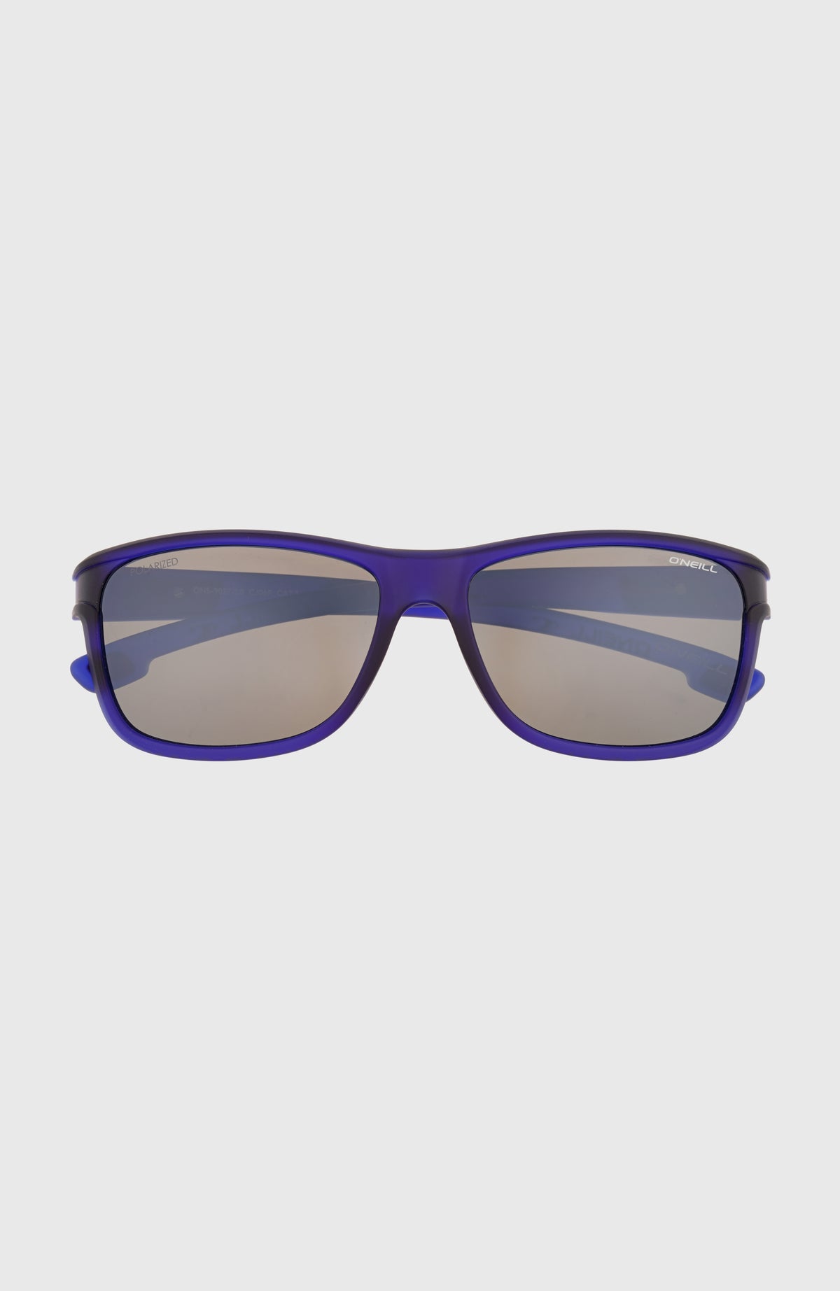 HeadLand Grau Sonnenbrille für Herren, blau, freigestellt von vorne mit getönten Gläsern und Logo-Print