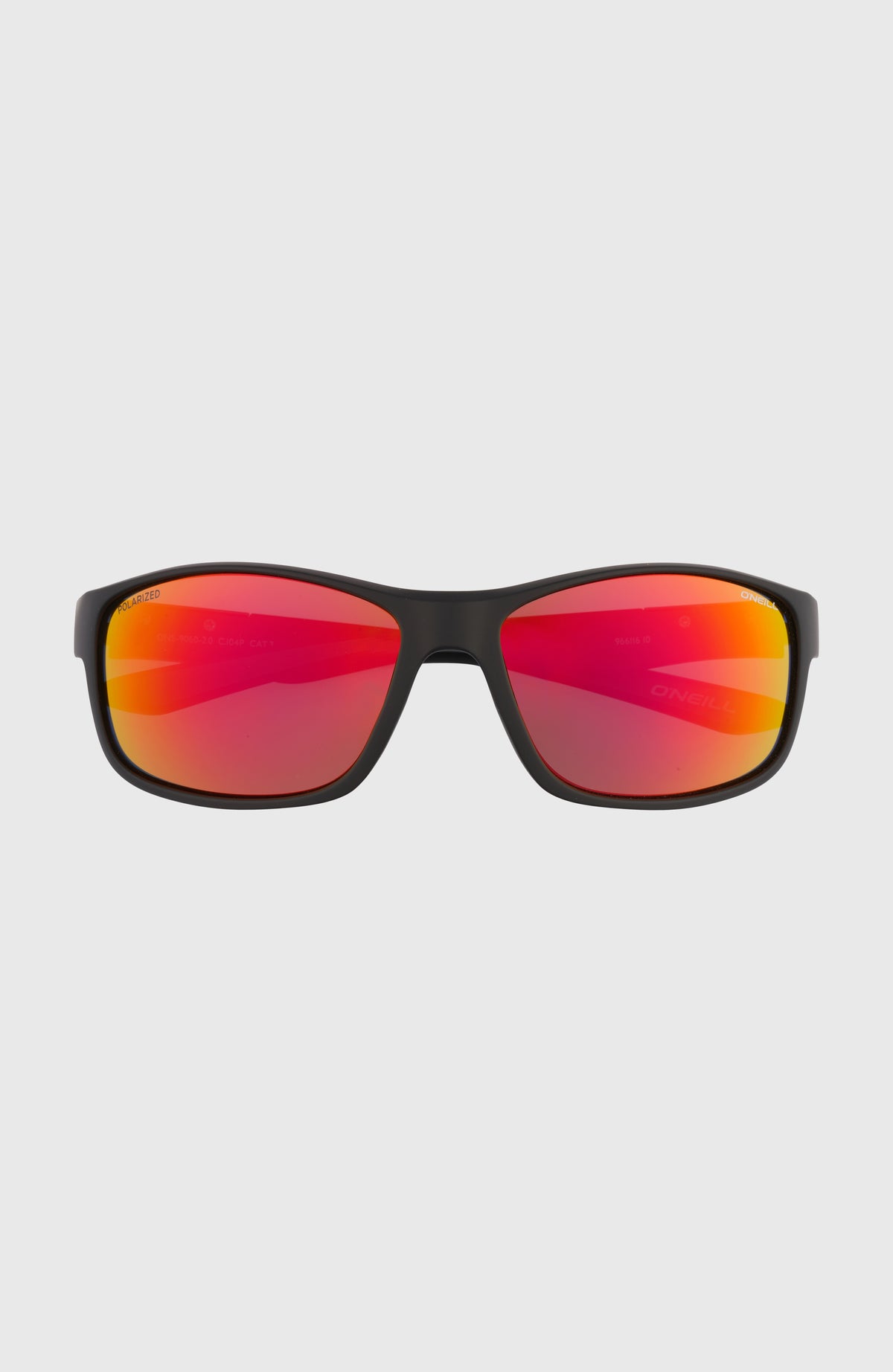 O'Neill ImpactZone Rood Sonnenbrille für Herren, schwarz, freigestellt in der Vorderansicht mit roten Gläsern