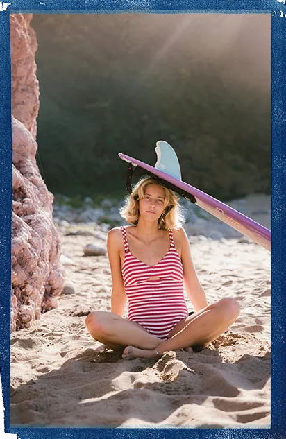 O'Riginals Badeanzug | White/Red Originals Stripe