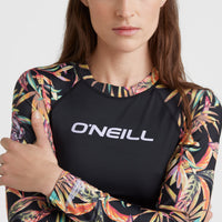 Anglet Longsleeve-Schwimmshirt mit UPF 50+ | Black Tropical Flower