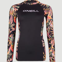 Anglet Longsleeve-Schwimmshirt mit UPF 50+ | Black Tropical Flower