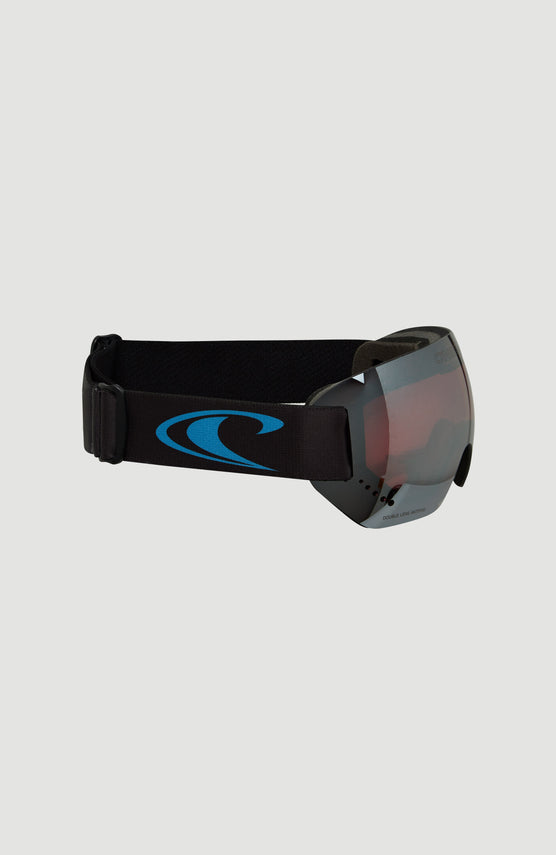 O'Neill Rookie Snow Goggles Skibrille für Herren, blau, freigestellt von der Seite mit Logo-Print am elastischen Band