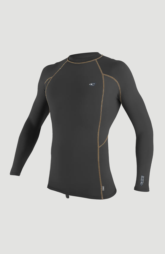 O'Neill Premium Skins Long Sleeve Rash Guard Schwimmshirt für Herren, schwarz, freigestellt von vorne