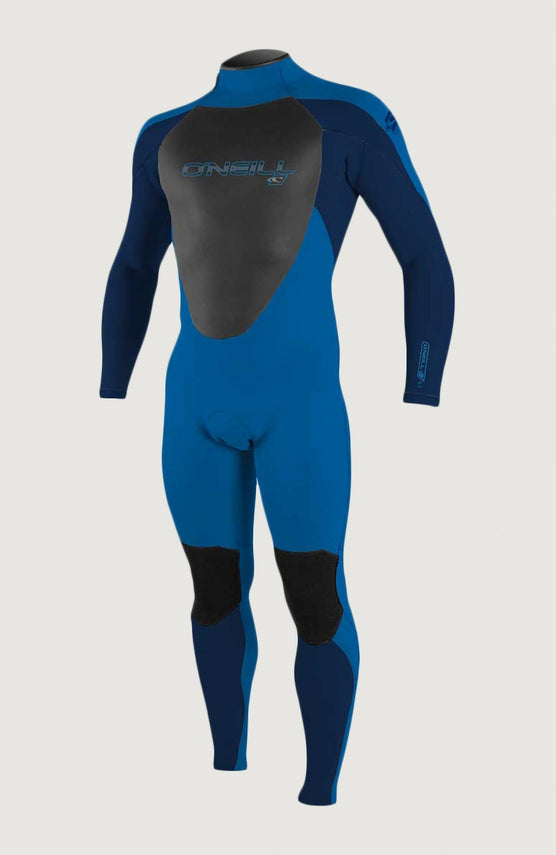 O'Neill Epic 4/3 Back Zip Full Wetsuit Neoprenanzug für Jungen, blau, freigestellt von vorne