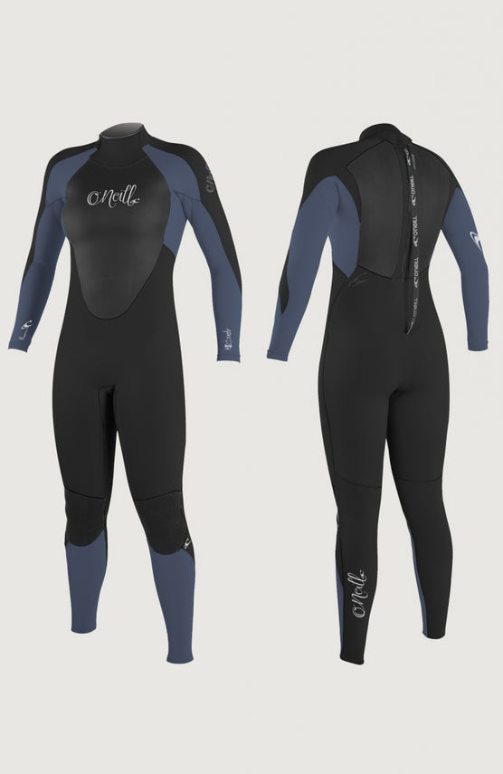 O'Neill Epic 5/4mm Back Zip Full Wetsuit Womens Neoprenanzug für Damen, lila, freigestellt in Vorder- und Rückansicht