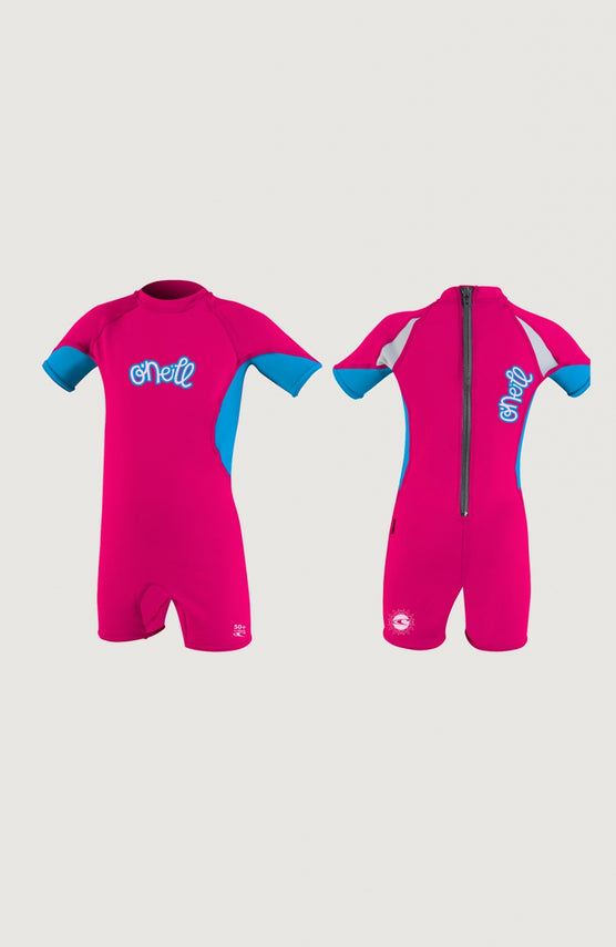 O'Neill O'Zone UV Spring Wetsuit Neoprenanzug für Mädchen, pink, freigestellt in Vorder- und Rückansicht