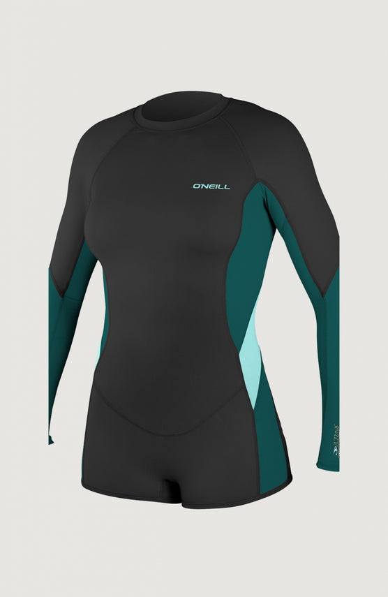 O'Neill Skins Long Sleeve Surf Suit Surfanzug für Damen, schwarz, freigestellt von vorne