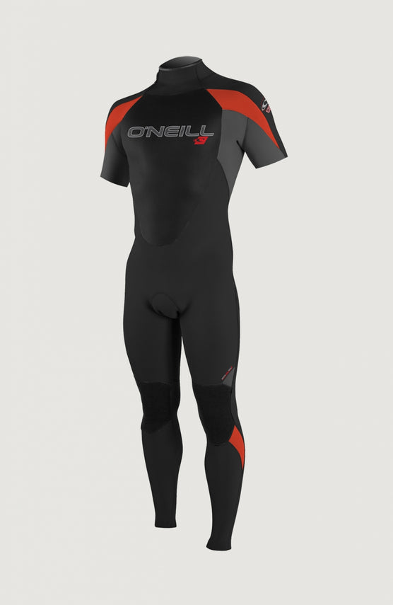 O'Neill Epic 3/2mm Short Sleeve Full Wetsuit Neoprenanzug für Herren, schwarz, freigestellt von vorne