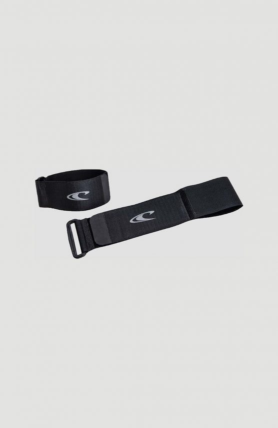 O'Neill Ankle Straps (Pair) Knöchelriemen für Herren, schwarz mit Logo-Print in Grau, freigestellt im Paar