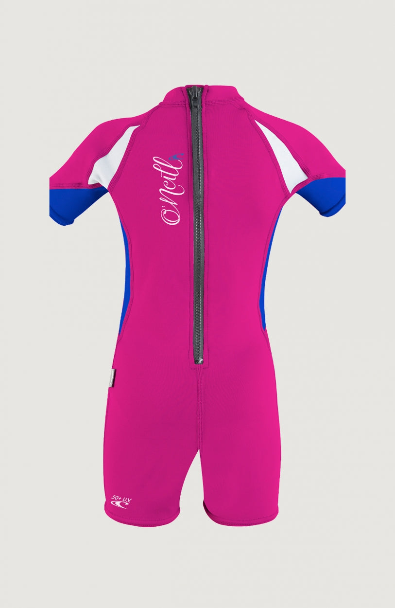 O'Zone UV Spring Wetsuit Neoprenanzug für Mädchen, pink, freigestellt von hinten mit Reißverschluss