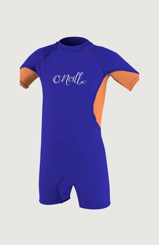 O'Neill O'Zone UV Spring Wetsuit Neoprenanzug für Mädchen, lila mit Logo-Print in Weiß, Vorderansicht
