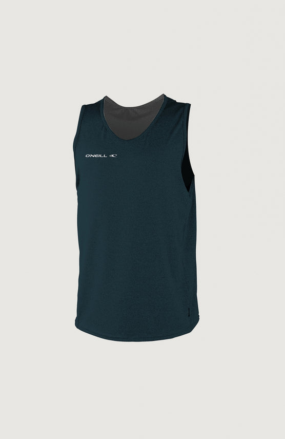 O'Neill Hybrid UV Tank Top für Herren, grau mit Logo-Print in Weiß, freigestellt von vorne