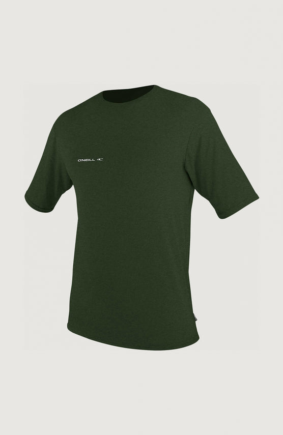 O'Neill Hybrid Skins Short Sleeve Surf Tee Schwimmshirt für Herren, grün, freigestellt in der Vorderansicht