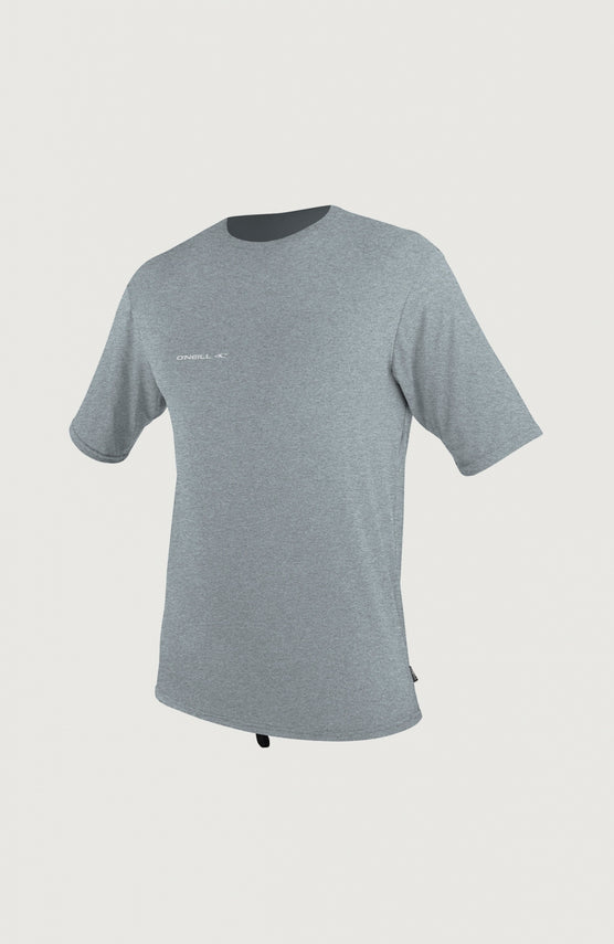 O'Neill Hybrid Skins Short Sleeve Surf Tee Schwimmshirt für Herren, grau, freigestellt von vorne mit kleinem Logo-Print