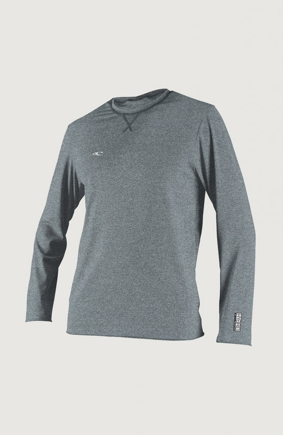 O'Neill Hybrid Skins Long Sleeve Surf Tee Schwimmshirt für Herren, grau, freigestellt von vorne mit Rundhalsausschnitt