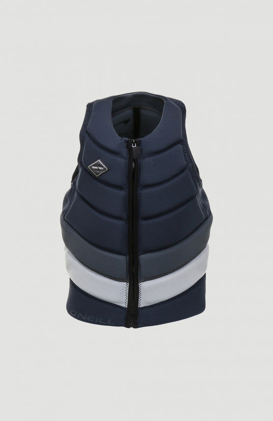 O'Neill Gooru Tech Front Zip Competition Vest Weste für Herren in Grau, freigestellt von vorne mit Reißverschluss