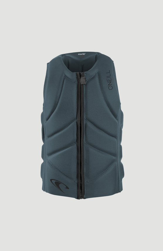 O'Neill Slasher Comp B Vest Prallschutzweste für Herren, blau, freigestellt von vorne mit Reißverschluss