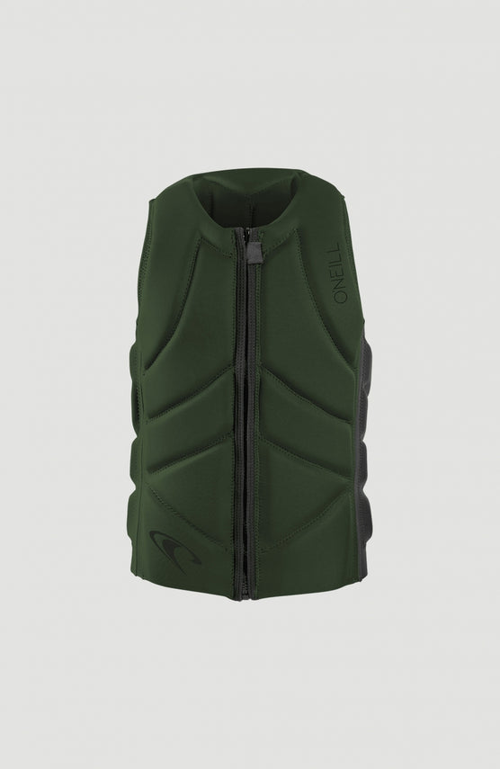 O'Neill Slasher Competition Vest Weste für Herren, grün, freigestellt von vorne mit Reißverschluss