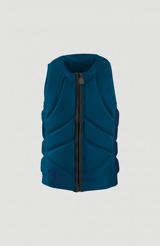O'Neill Slasher Competition Vest Prallschutzweste für Herren, blau, freigestellt von vorne mit Reißverschluss