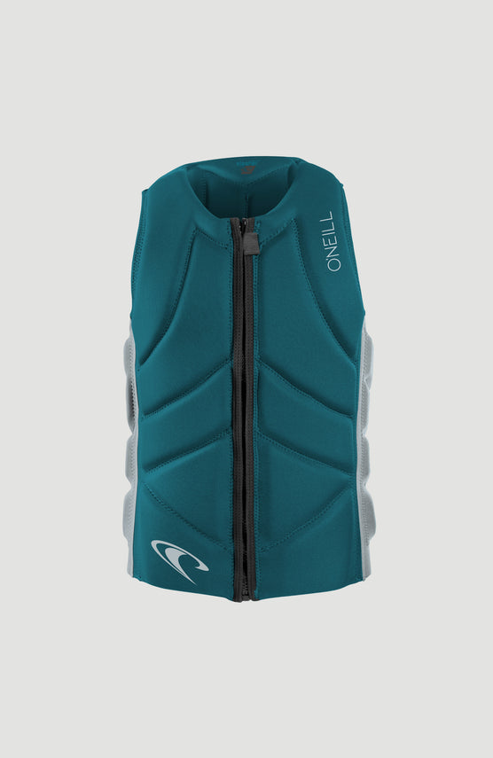 O'Neill Slasher Competition Vest Prallschutzweste für Herren, grau, freigestellt von vorne mit Reißverschluss