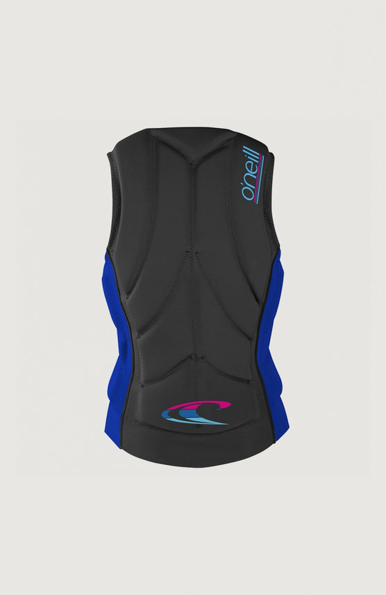 O'Neill Slasher Competition Vest für Damen, grau mit Logo-Print in Pink und Blau, freigestellt von hinten