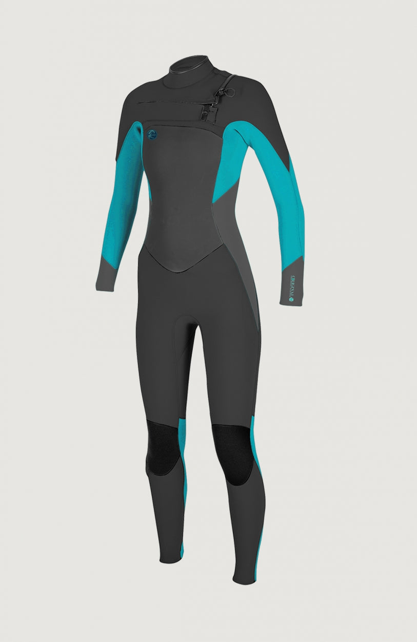 O'Neill O'Riginal 5/4mm Chest Zip Full Wetsuit Womens Neoprenanzug für Damen, schwarz, freigestellt von vorne