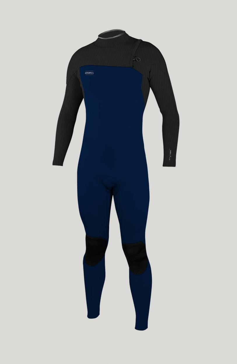 O'Neill Hyperfreak 3/2mm Competition Zipless Full Wetsuit für Jungen, blau, freigestellt von vorne mit Logo-Print