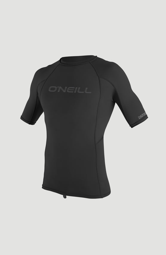O'Neill Thermo-X Short Sleeve Crew Schwimmshirt für Herren, schwarz, freigestellt von vorne