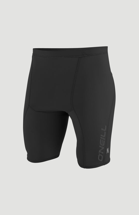 O'Neill Thermo-X Shorts für Herren, schwarz, freigestellt in Vorderansicht mit dezentem Logo-Schriftzug