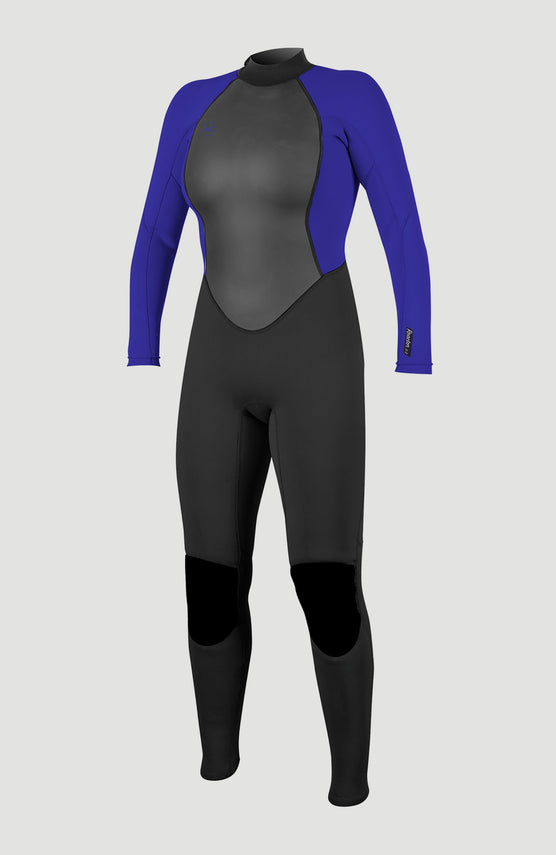 O'Neill Reactor-2 3/2mm Back Zip Full Wetsuit Neoprenanzug für Damen in Schwarz, freigestellt in Vorderansicht